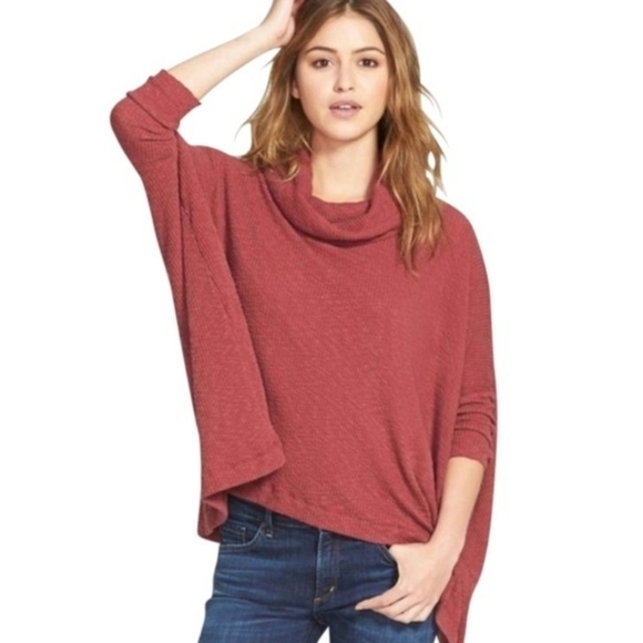 Free People FP Beach World Traveler Dolman Sleeve Cowl Neck Split Back-Size S - Picture 1 of 7